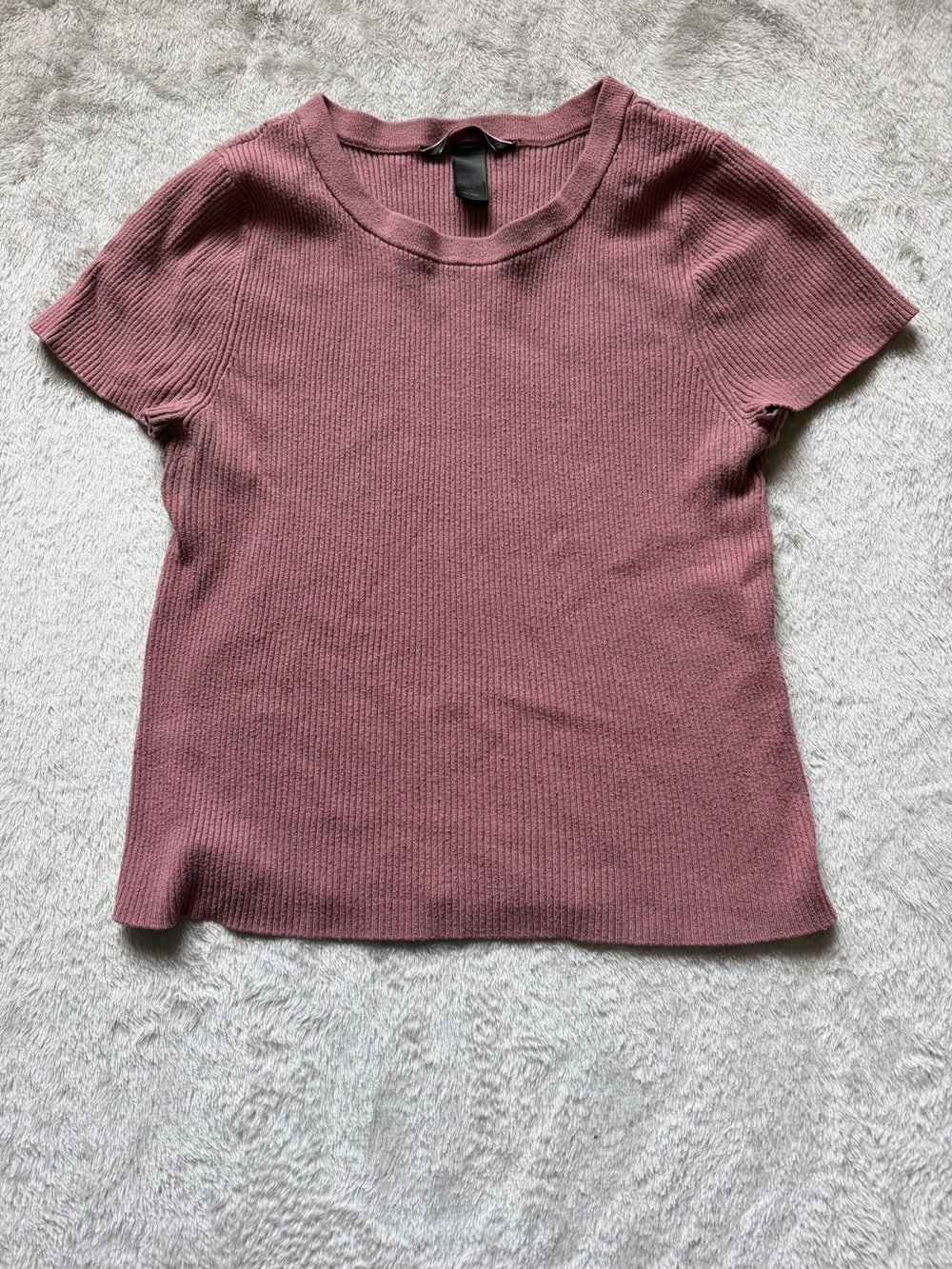 Victoria's Secret Loungewear Ribbed Short Sleeve Top - Dusty Rose